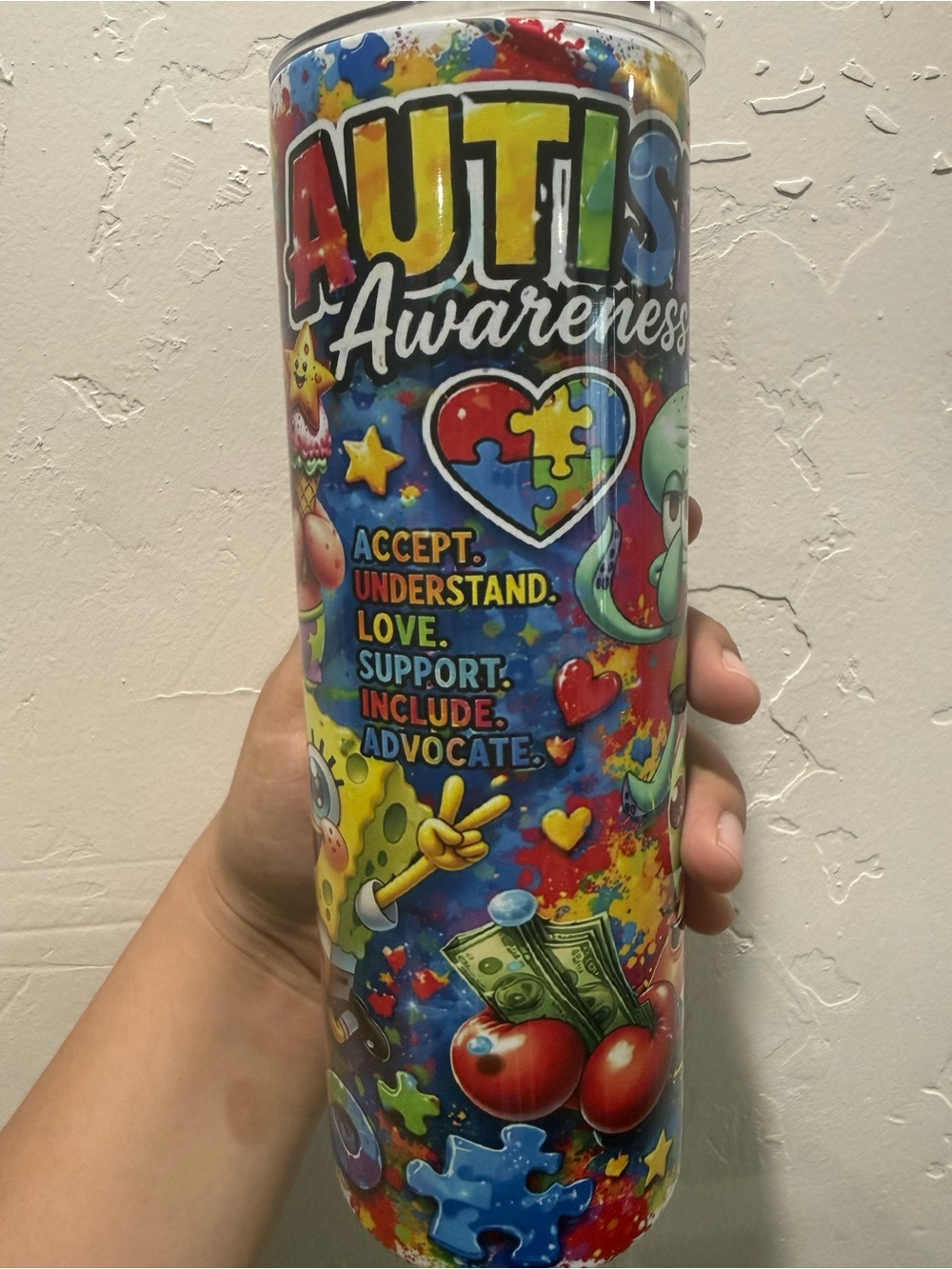 Autism Awareness Colorful Puzzle Tumbler